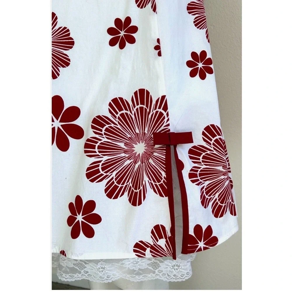 Byer California White Strapless Dress with Burgundy Floral Print